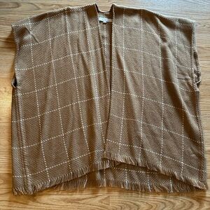 LOFT Tan Herringbone Open Front Poncho